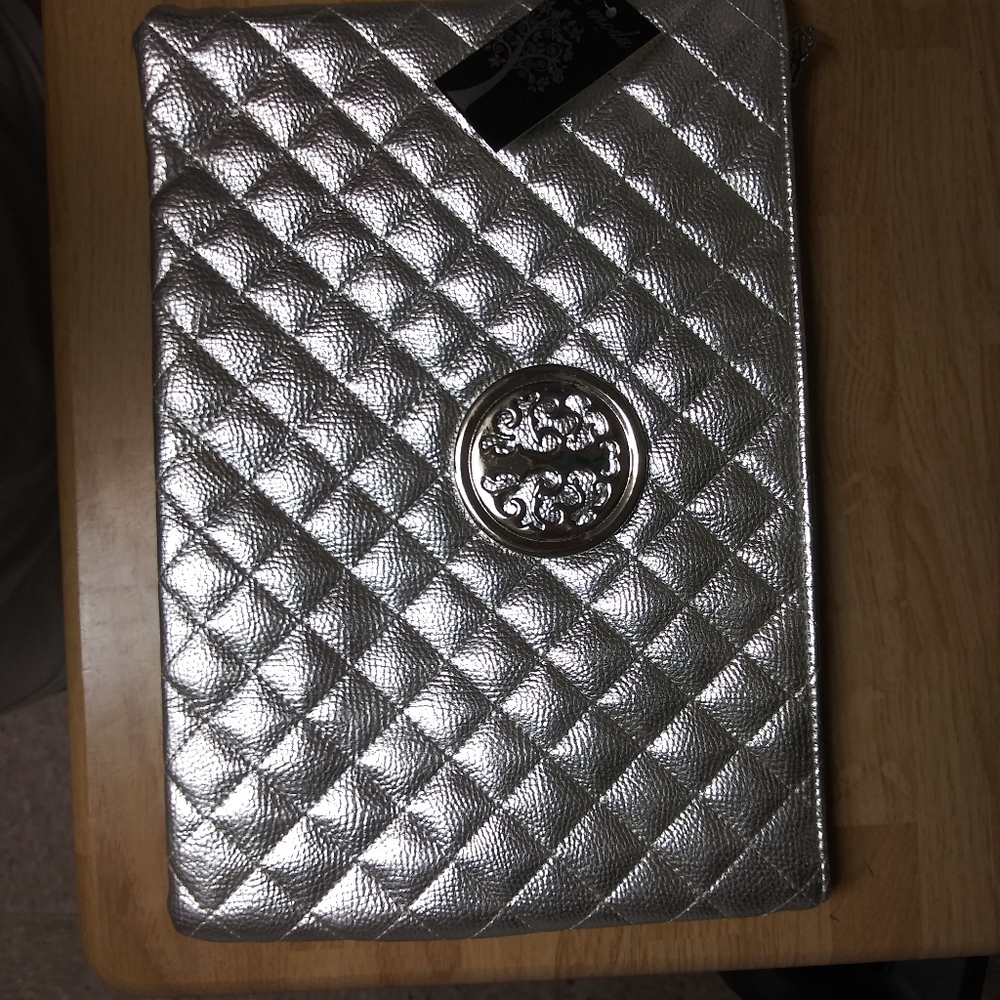 NWT silver quilt clutch